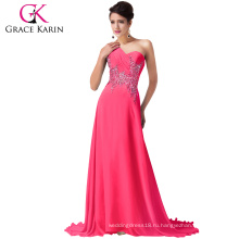 Грейс Карин последние без бретелек шифон этаж Длина a-line бисером длинные розовый невесты платье CL4506-6